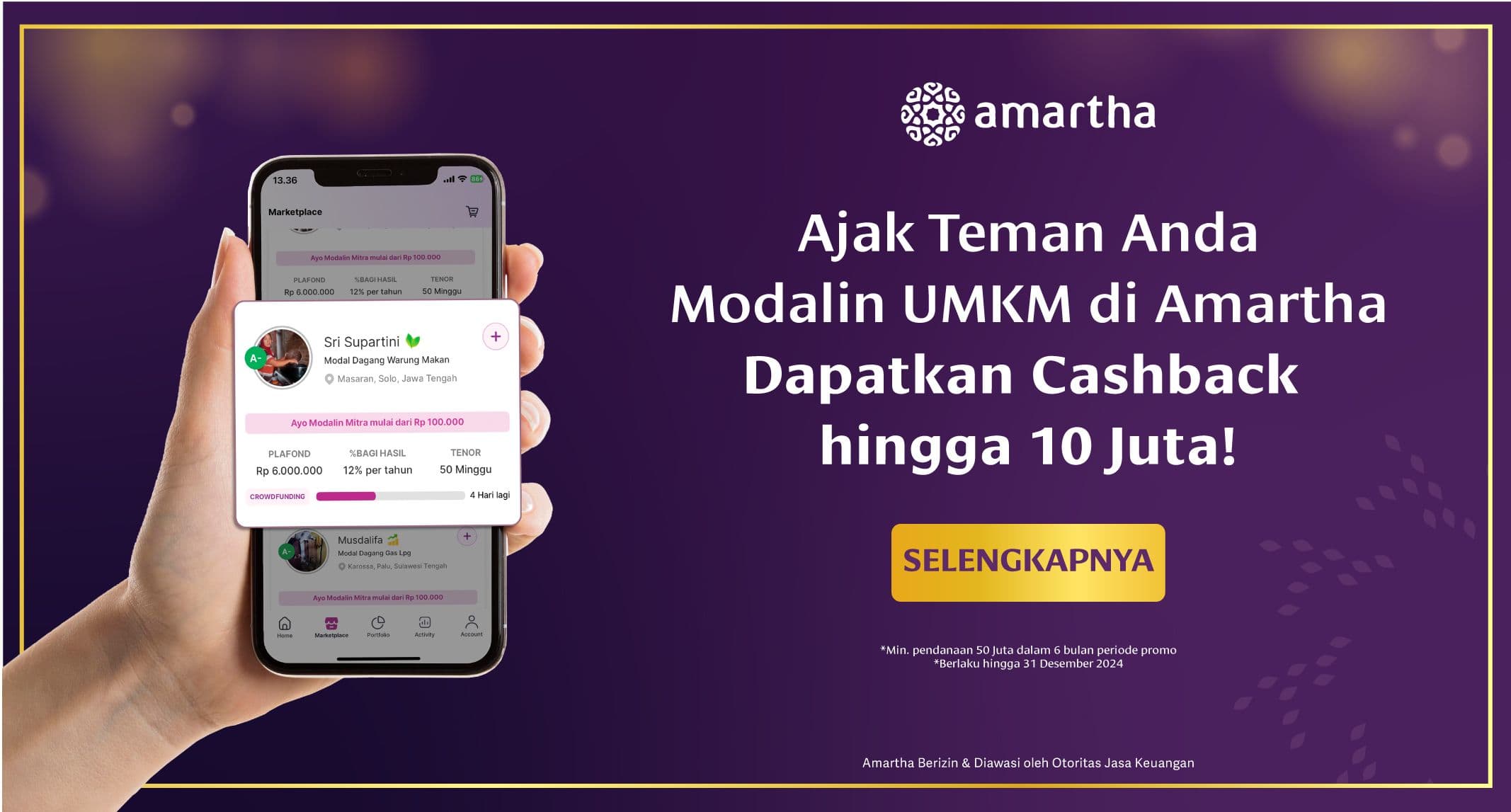 Ajak teman Anda mendanai di Amartha, Dapatkan Bonus Rp10.000.000!
