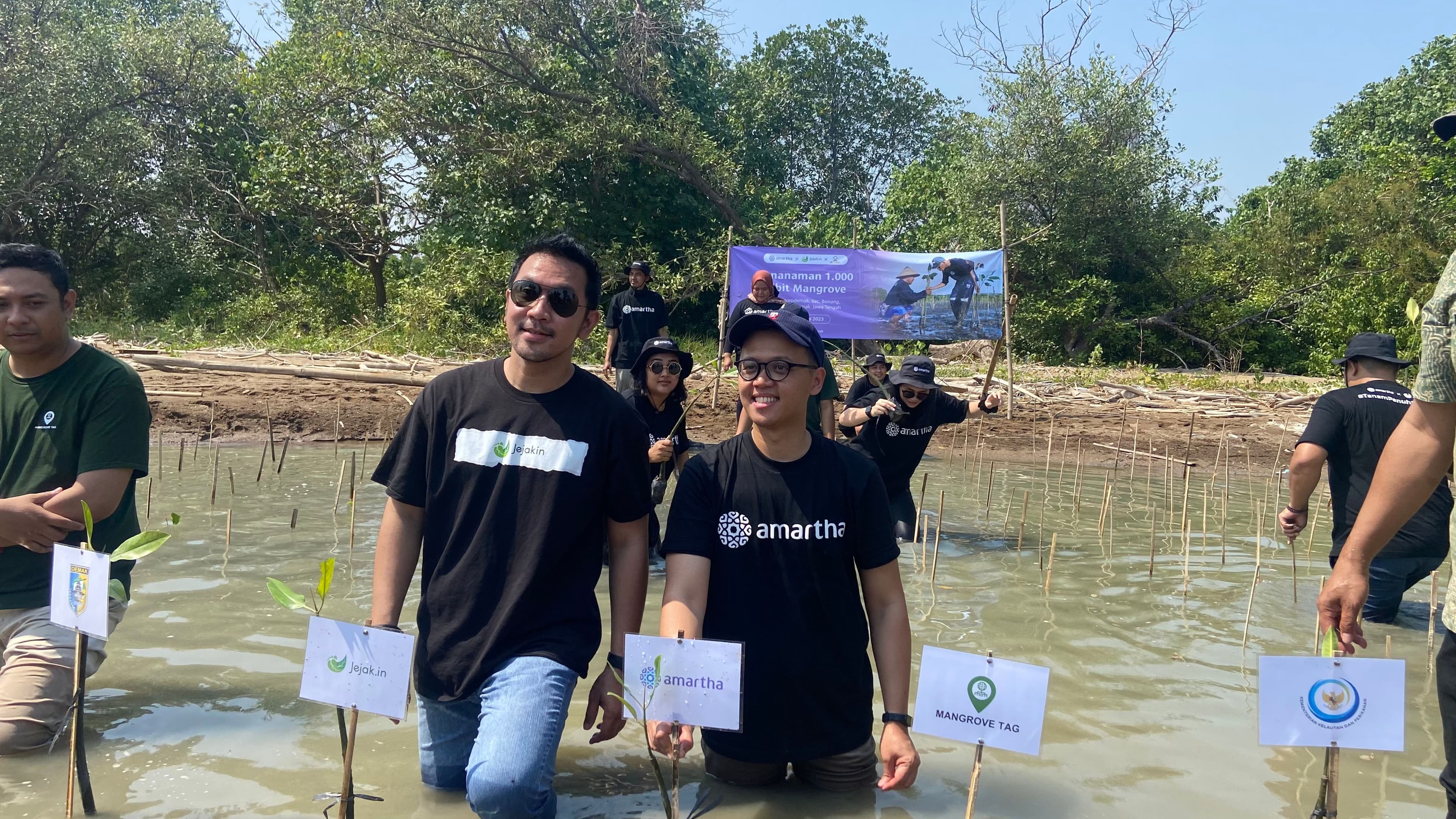 Berkomitmen Kurangi Emisi Karbon, Amartha Gandeng Jejakin Tanam 1.000 Mangrove di Pesisir Pantai Morodemak