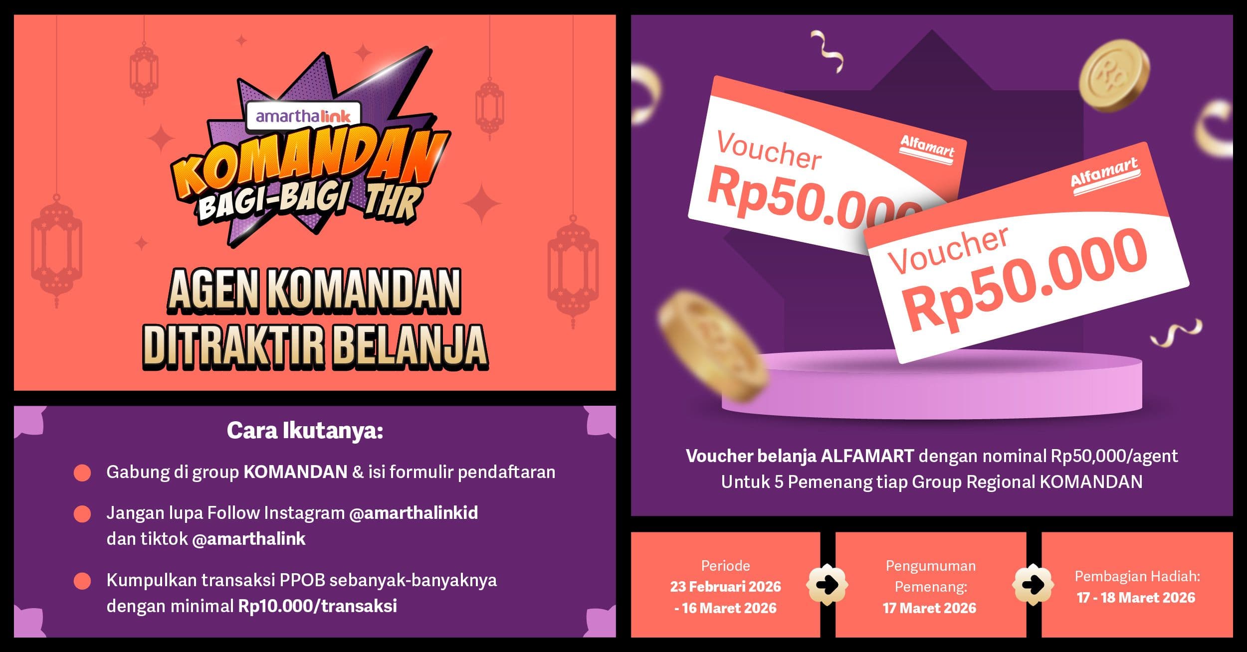 Khusus buat Agen AmarthaLink THR KOMANDAN bagi-bagi Voucher Belanja!