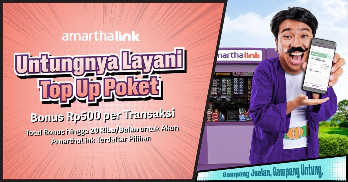 Layani Top Up Poket Dapatkan Bonus Rp500 per Transaksi!