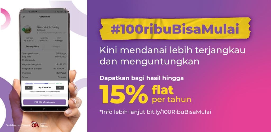 Semua Orang Bisa Jadi Sultan. Investasi di Amartha Mulai dari 100 Ribu Rupiah!