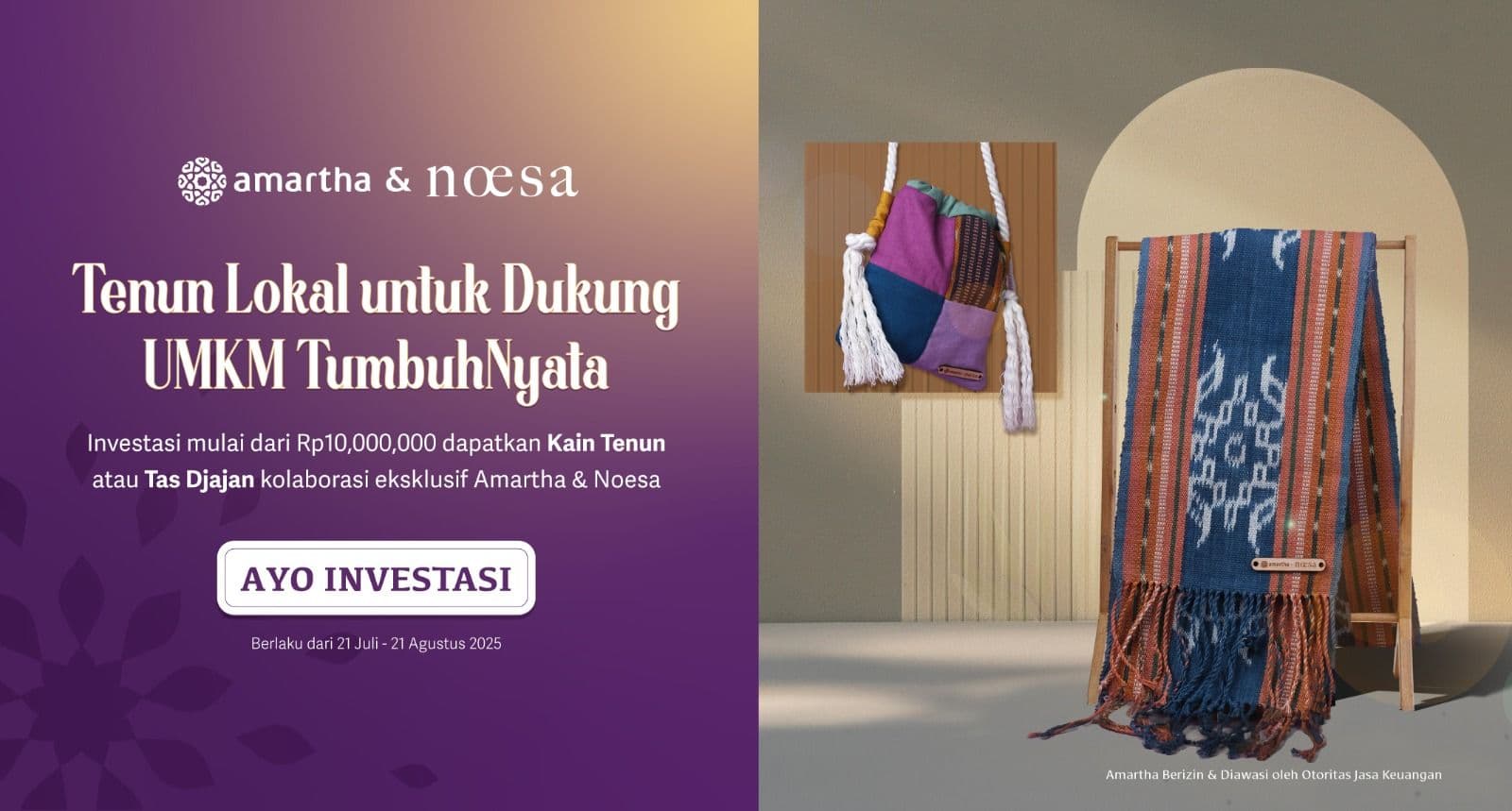 Dapatkan Spesial Kain Tenun dan Tas Serut Kolaborasi Amartha dan Noesa Hanya dengan Investasi di AmarthaFin!