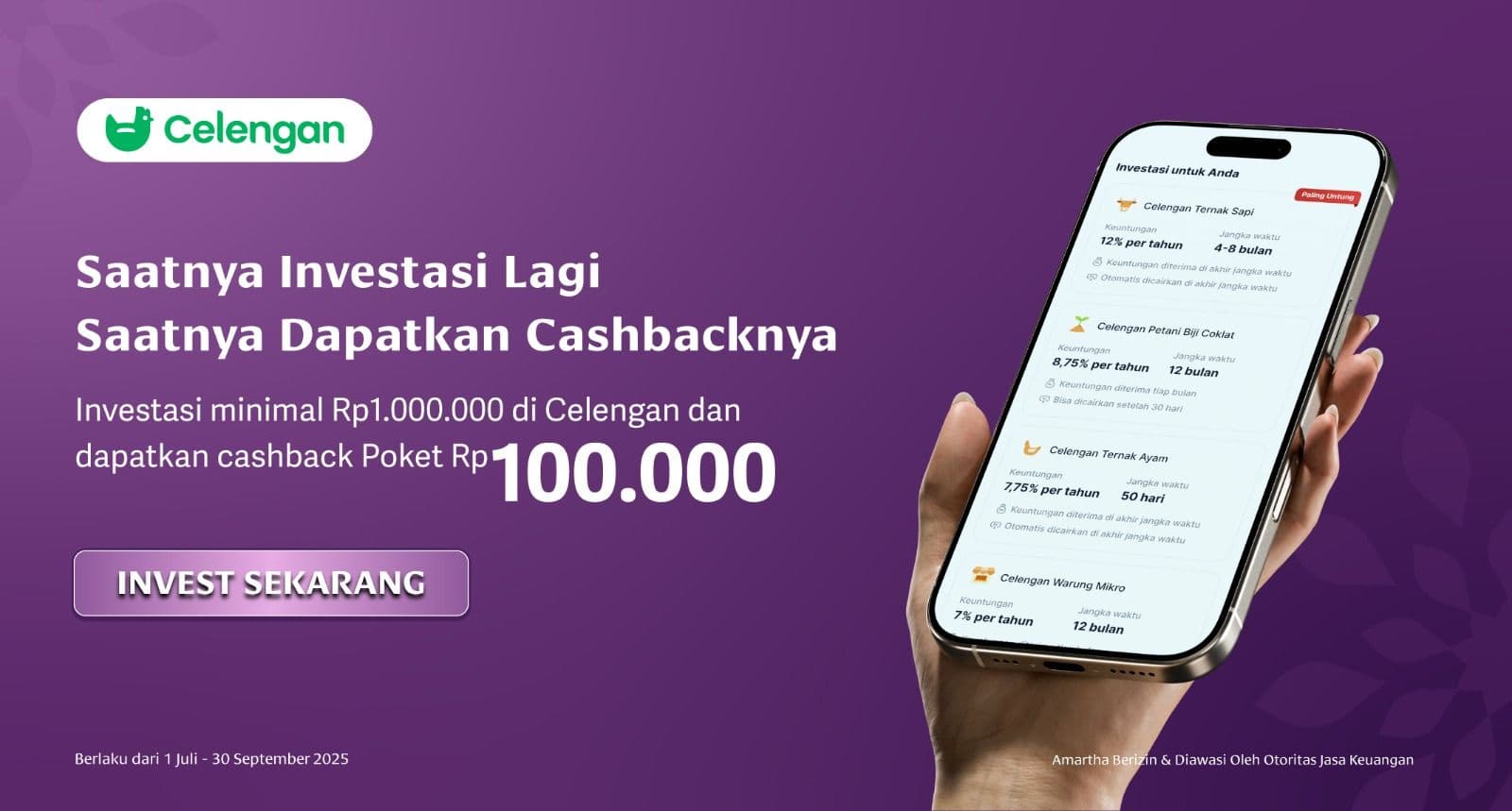 Investasi Lagi, Dapatkan Cashback Rp100.000!